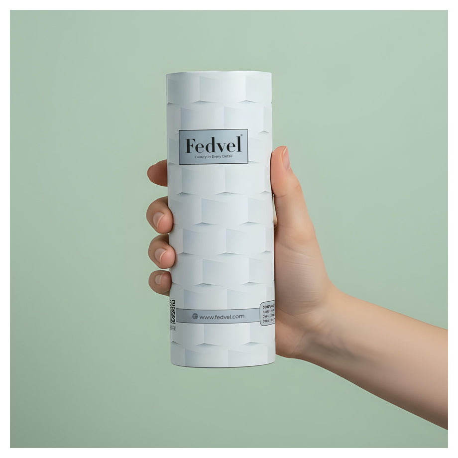 Fedvel Premium Tissues Combo II (4pcs) packaging held in hand against a soft green background.